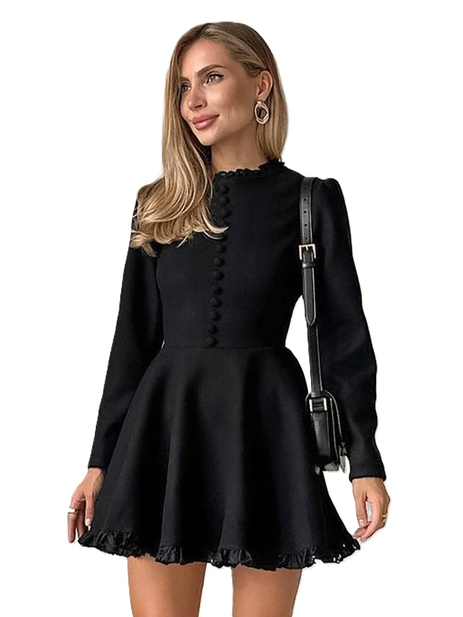 Spica | Robe noire courte à col rond