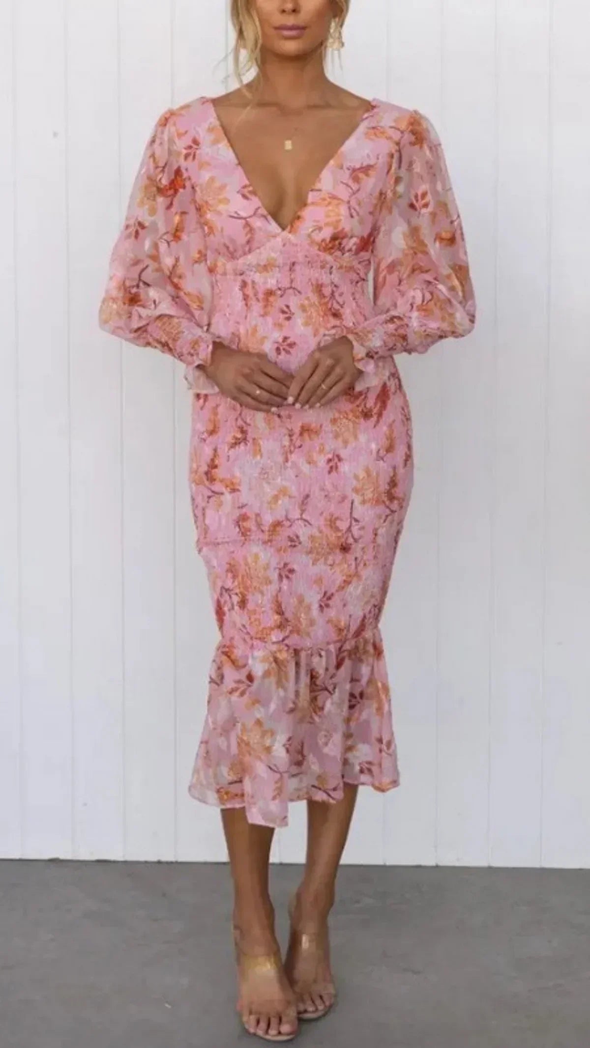 Nevara | Midi Robe à Imprimé Floral